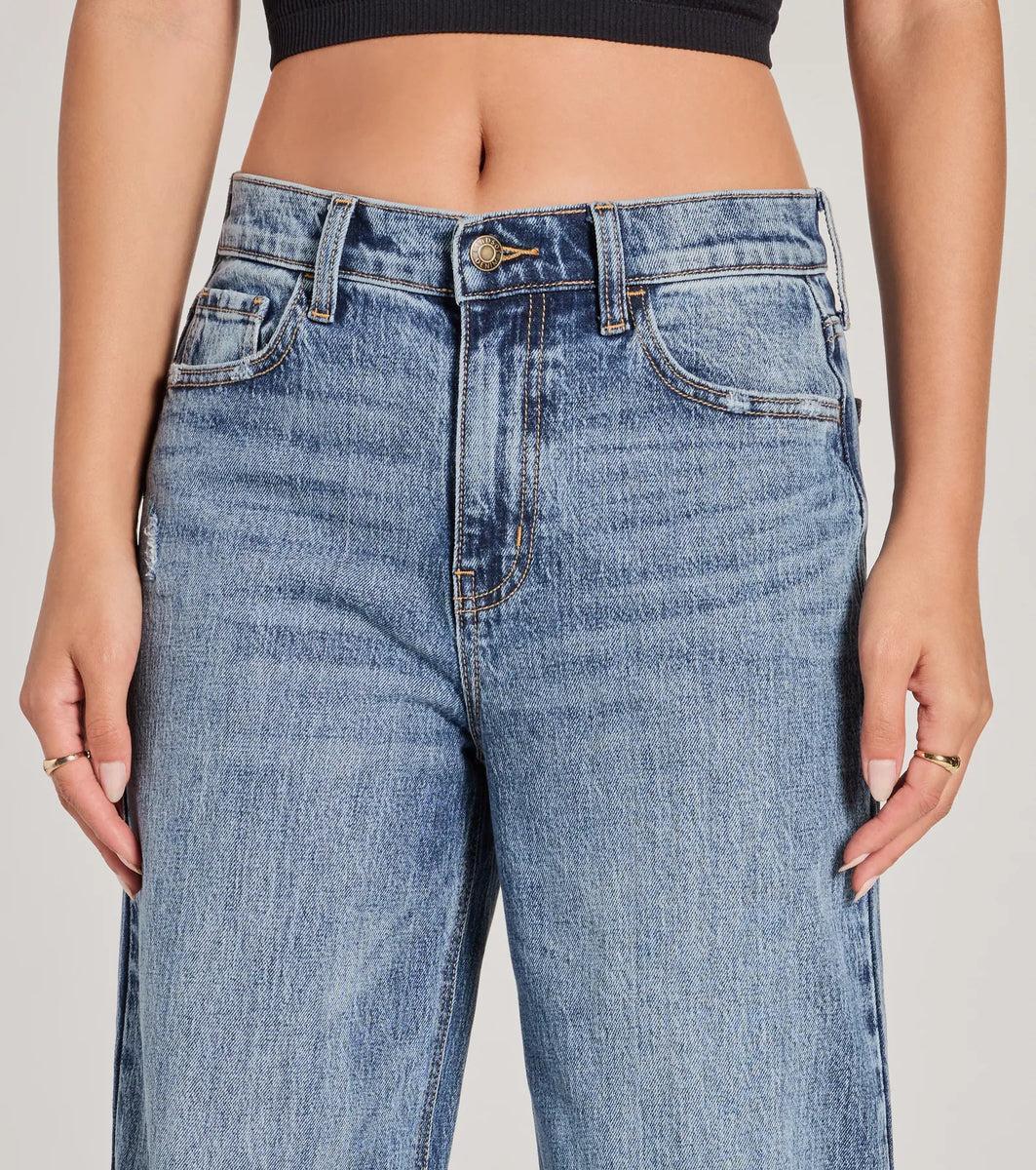 Cool Trend High-Rise Cuffed Wide-Leg Denim Jeans Product Image