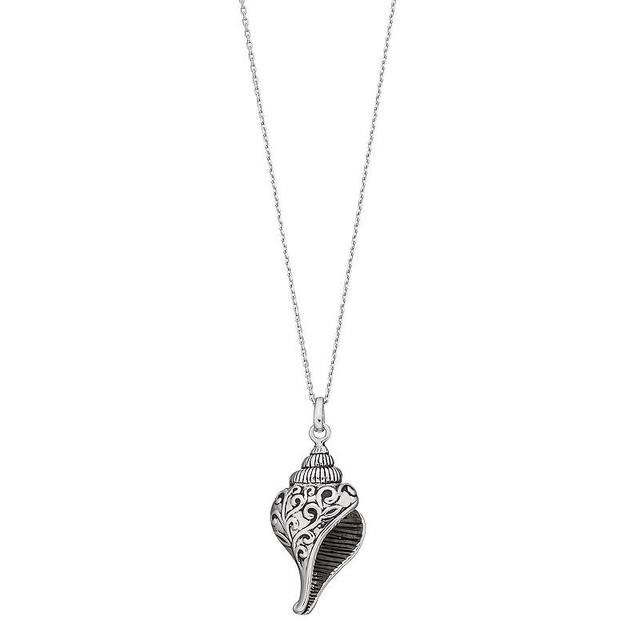 Sterling Silver Filigree Seashell Pendant Necklace, Womens Product Image