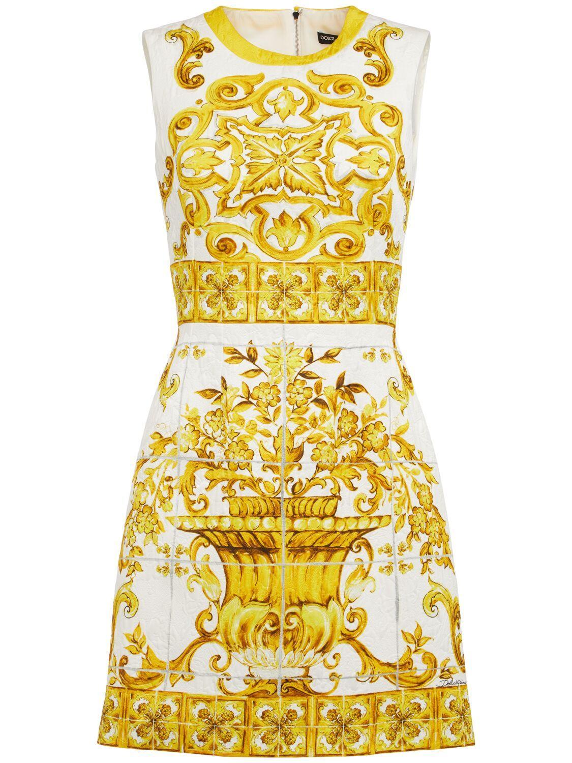 Printed Sleeveless Mini Dress In Yellow Product Image