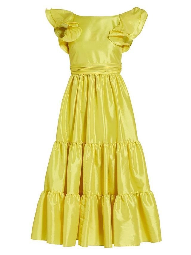 Womens Tiered Mikado Midi-Dress Product Image