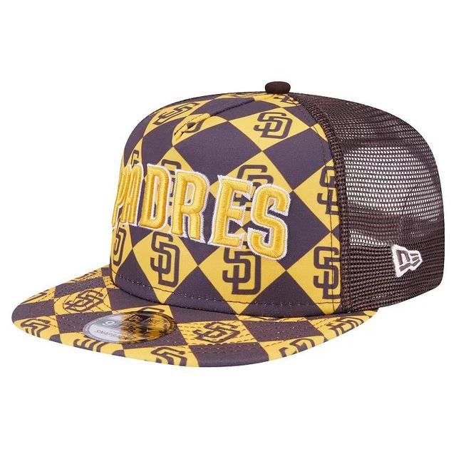 Mens New Era San Diego Padres Seeing Diamonds A-Frame Trucker 9FIFTY Snapback Hat Product Image