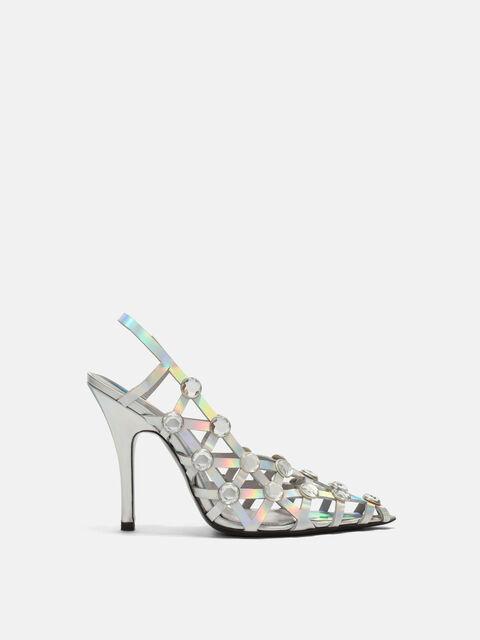 ''Grid'' holographic silver slingback Product Image