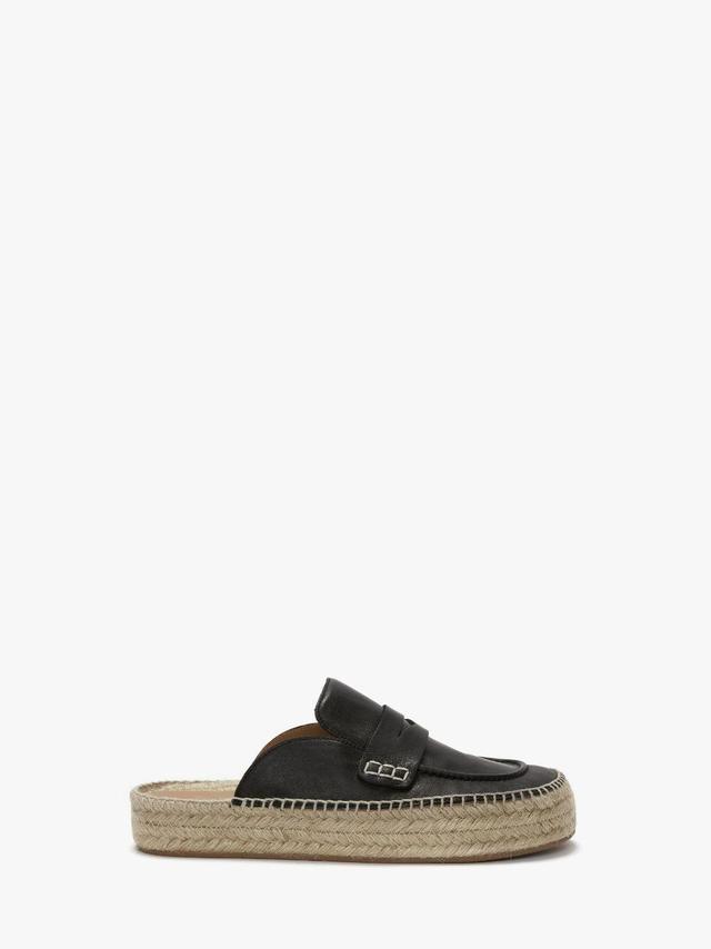 LEATHER ESPADRILLE LOAFER MULES in black | JW Anderson US  Product Image