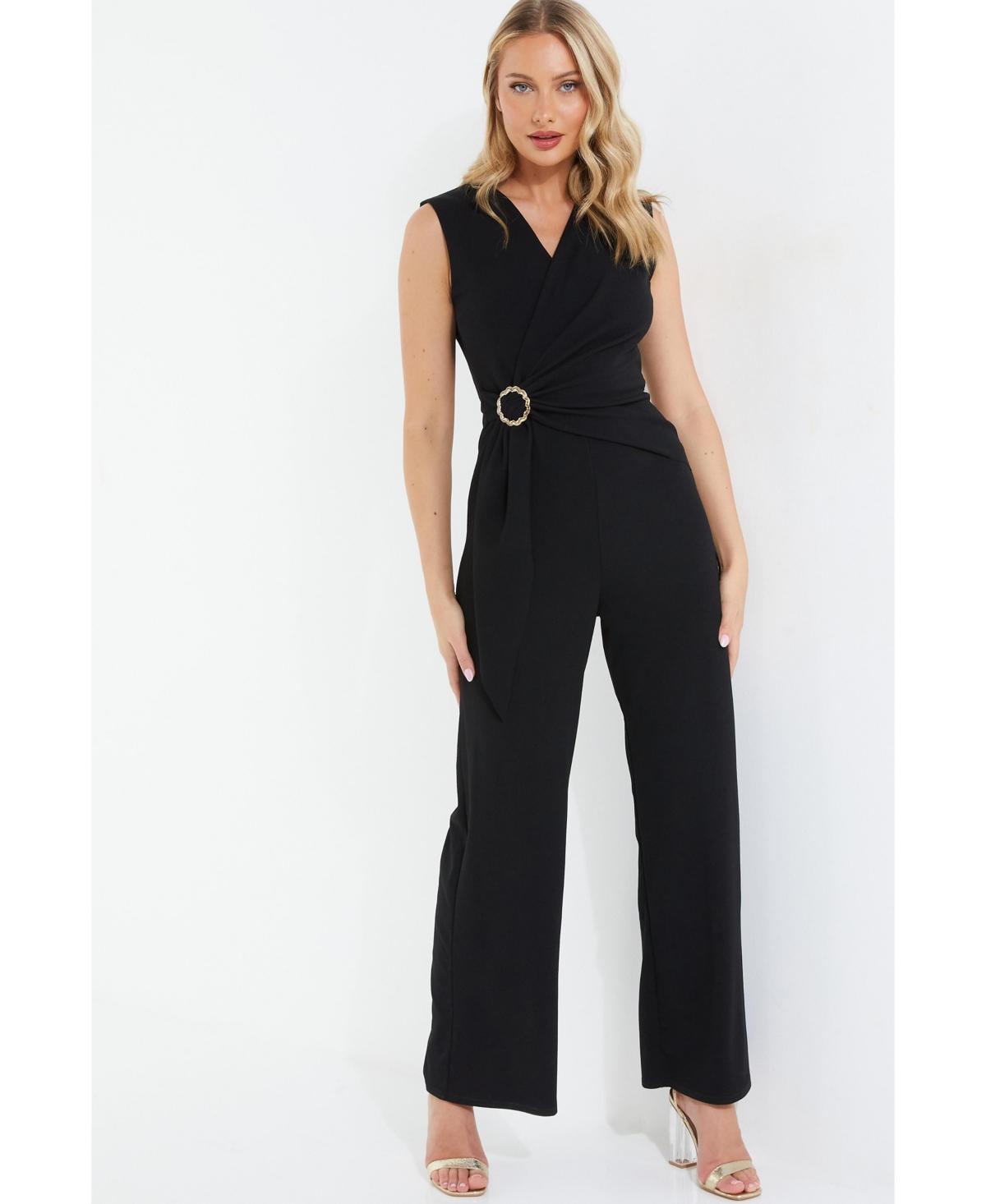 Quiz Womens Palazzo Jumpsuit With Embellished Buckle product image