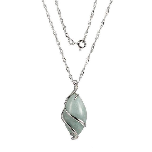 Dynasty Jade Sterling Silver Jade & Diamond Accent Drop Pendant Necklace, Womens Product Image