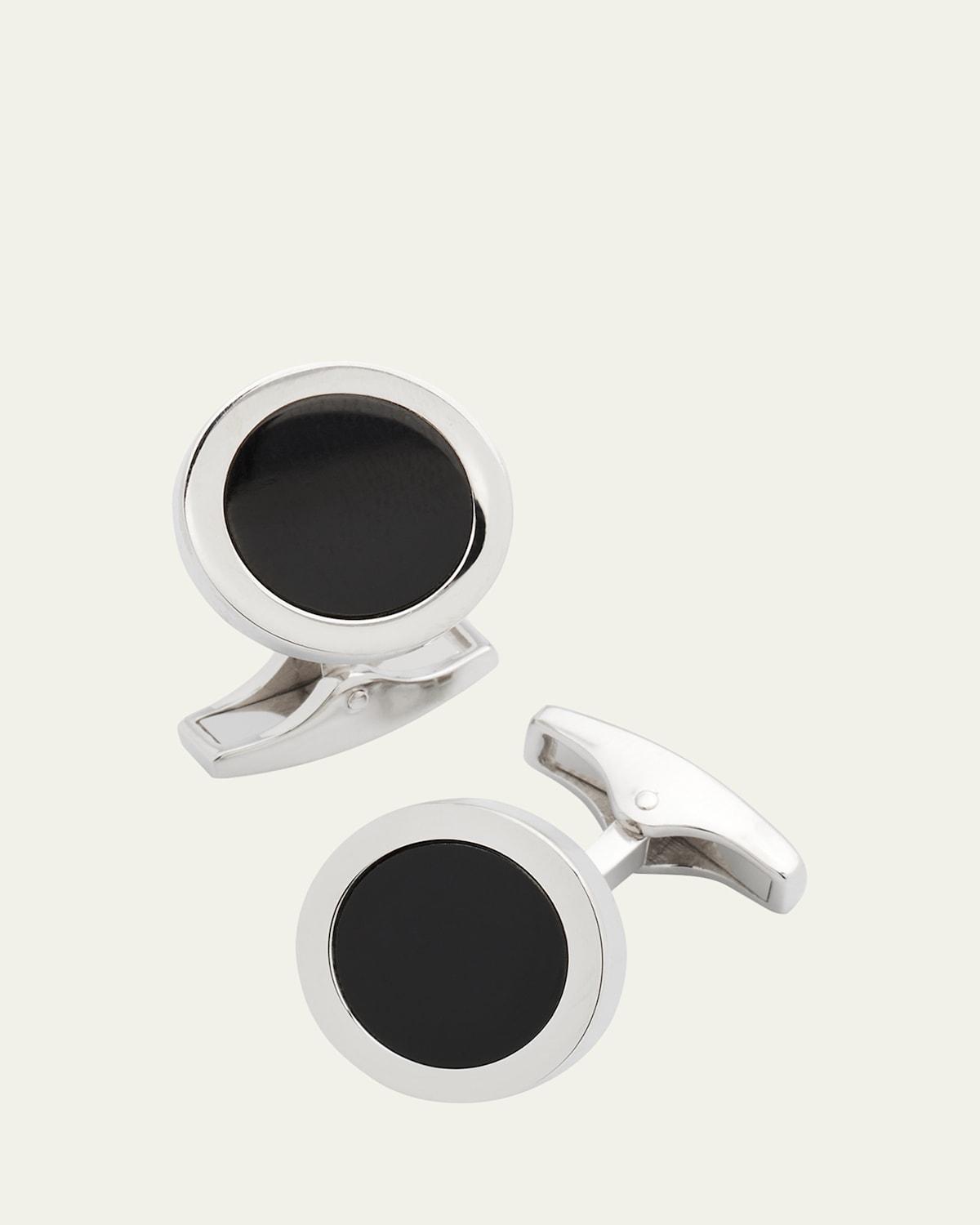 Jan Leslie Men's Round Black Onyx Cufflinks Product Image