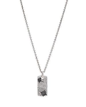 John Varvatos Mens Sterling Silver Crack Black Diamond Dog Tag Pendant Necklace, 24 Product Image