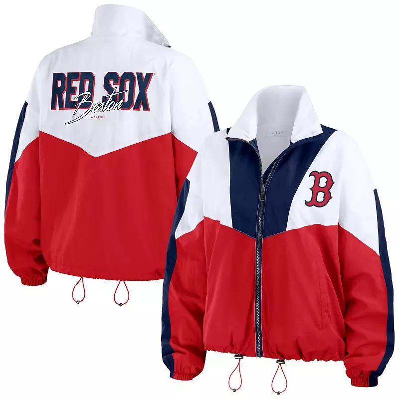 Womens WEAR by Erin Andrews /Red Boston Red Sox Color Block Full-Zip Windbreaker Jacket Product Image