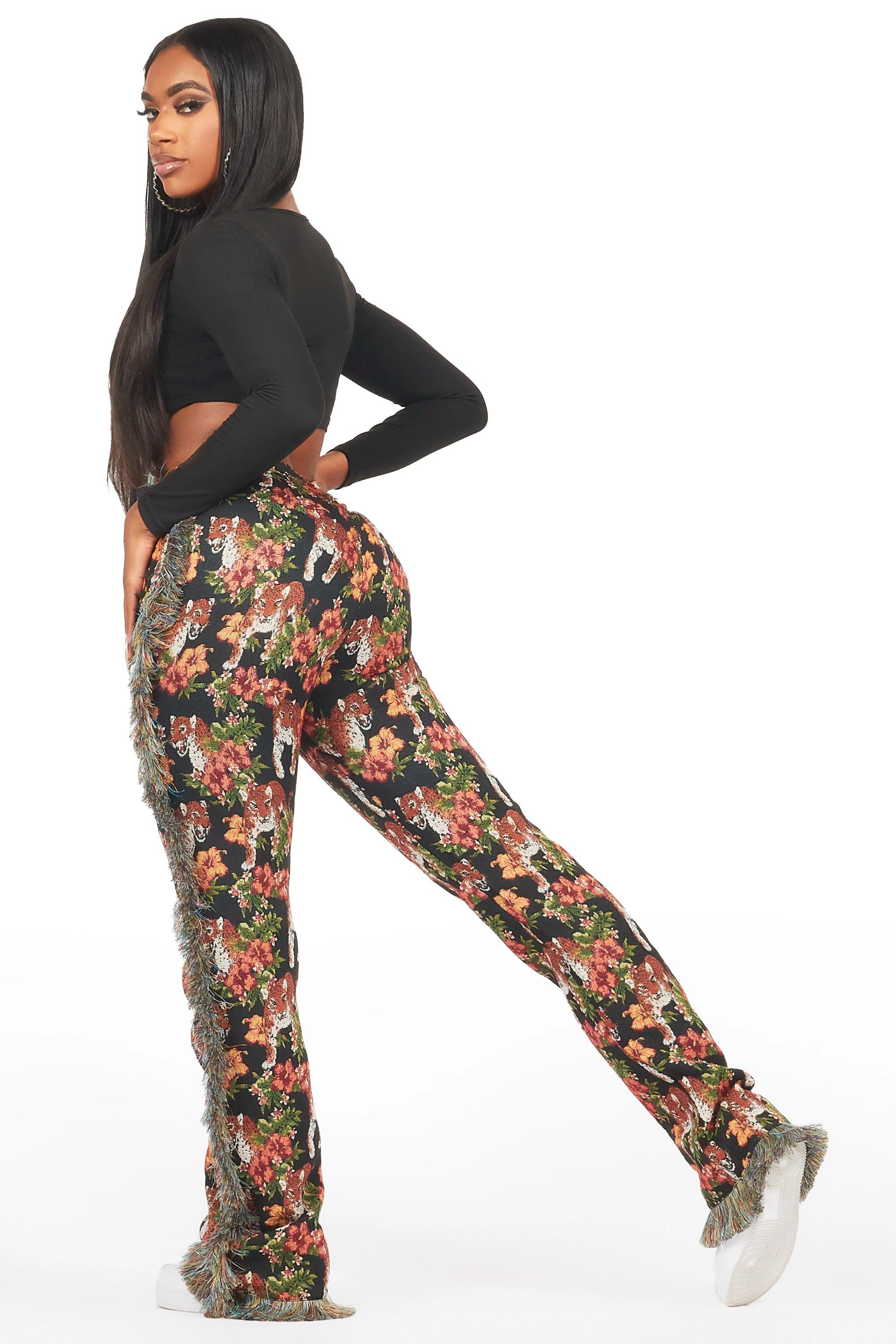 Alexsia Black Tapestry Stacked Pant Female Product Image