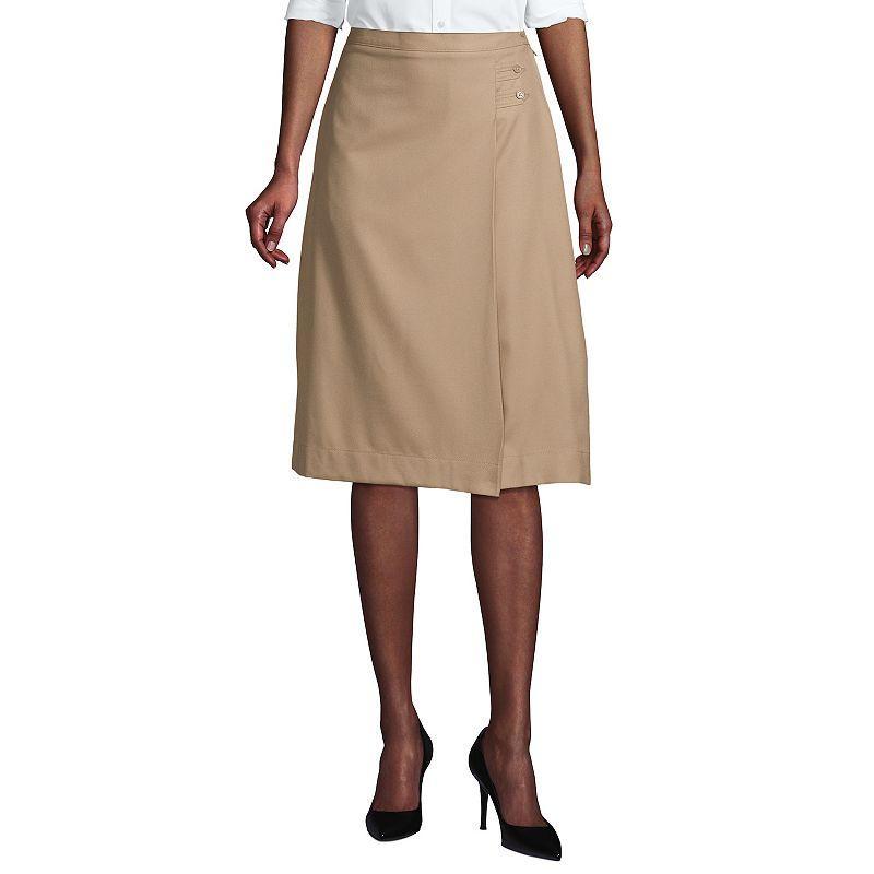 Womens Lands End Solid Below the Knee A-line Skirt Beig/Green Product Image