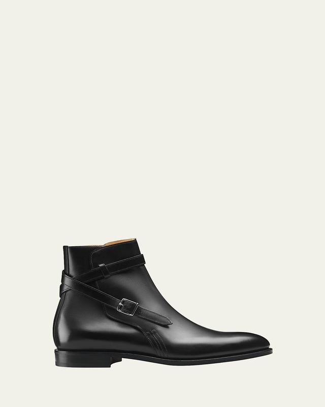 Mens Abbot Cross-Strap Leather Ankle Boots Product Image