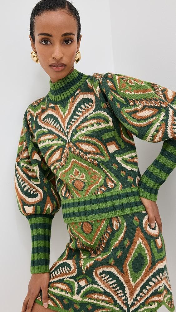 FARM Rio Pineapple Ikat Green Sweater | Shopbop Product Image