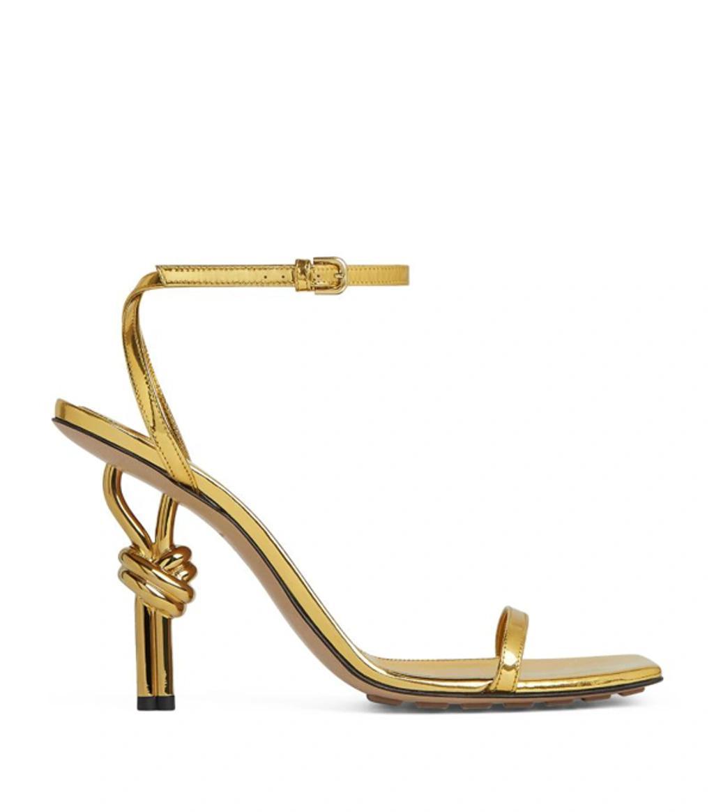 Leather Knot Sandals 90 In Gold Product Image