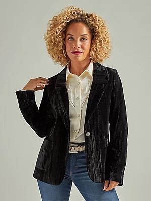 Women's Wrangler Retro® Party Velvet Blazer | Women's JACKETS & OUTERWEAR | Wrangler® product image