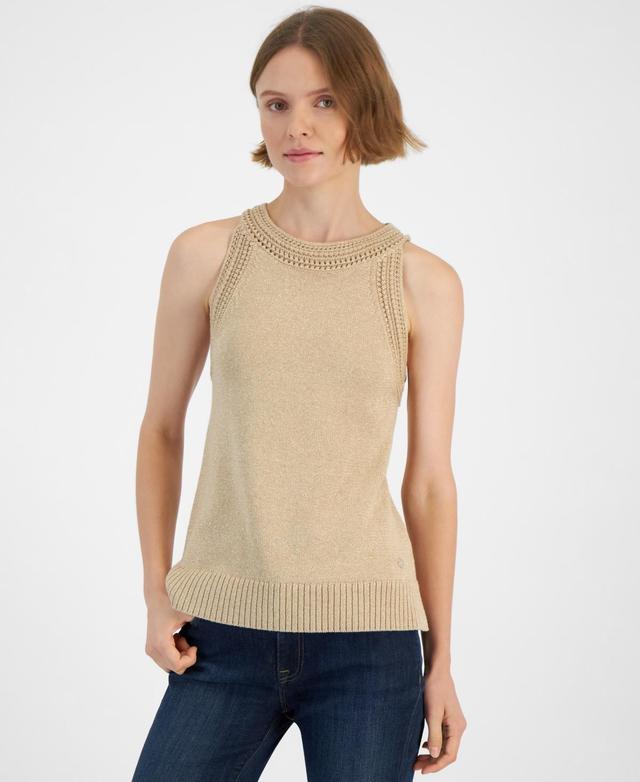 Tommy Hilfiger Womens Metallic Sleeveless Sweater - Bk Product Image