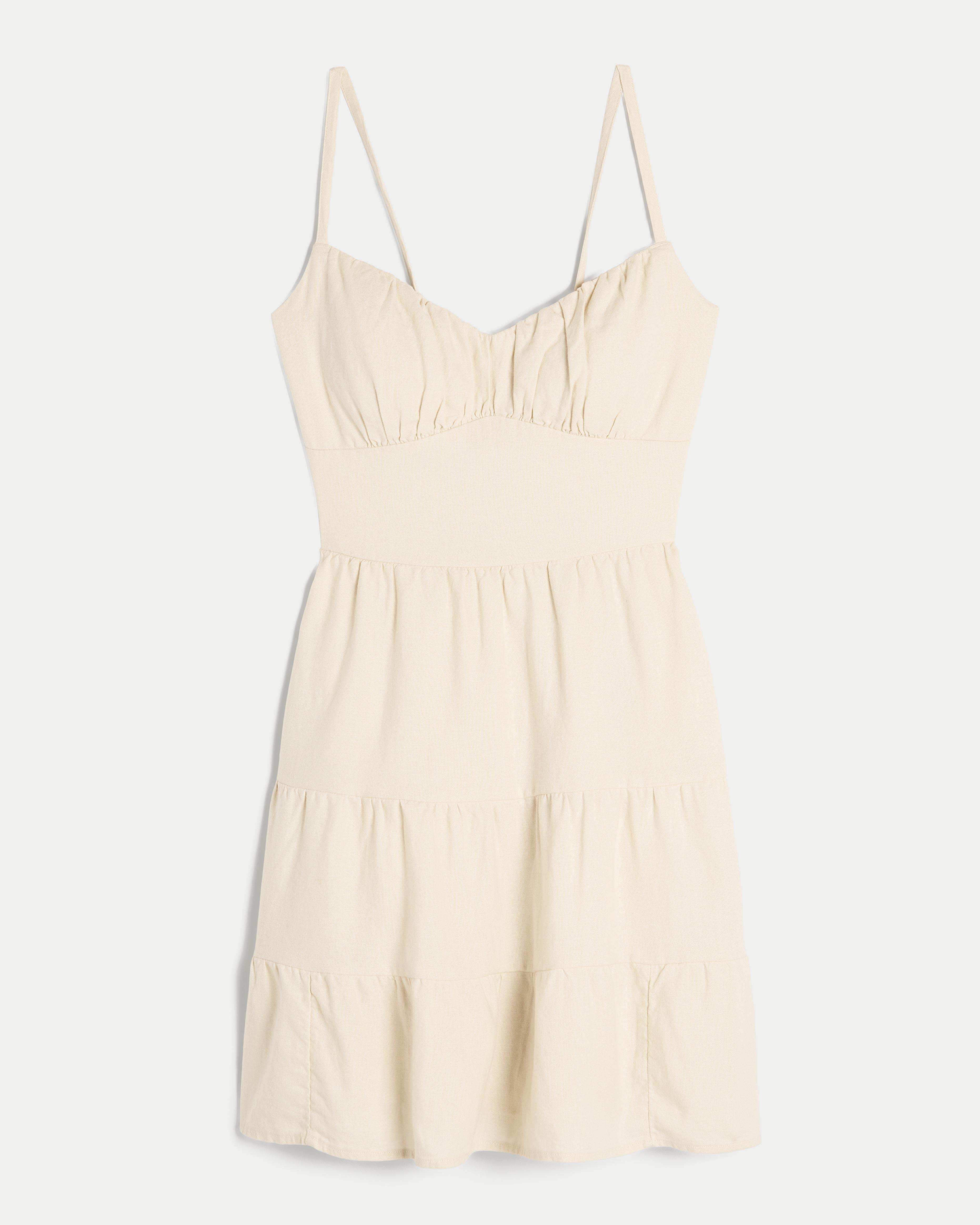 Open Back Linen Blend Mini Dress Product Image