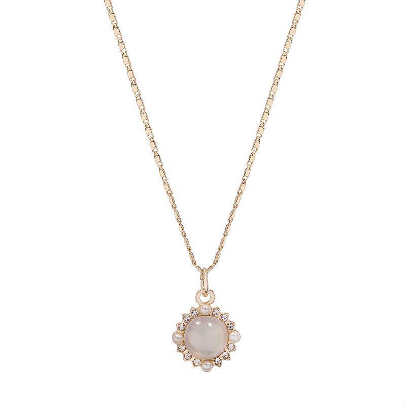 LC Lauren Conrad Gold Tone Simulated Pearl Starburst Halo Pendant Necklace, Womens Product Image