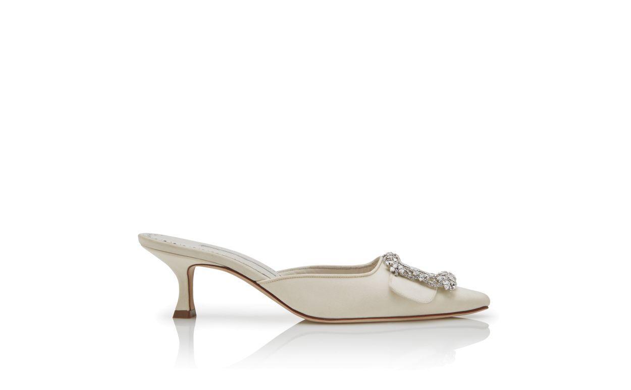 MAYSALE BRIDAL Cream Crepe de Chine Jewel Buckle Mules Product Image