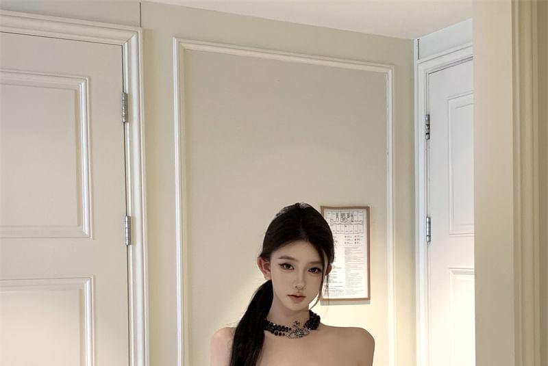 V-Neck Plain Mini Sheath Tube Dress Product Image