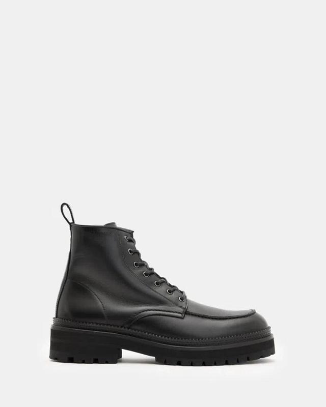 ALLSAINTS Castle Lace Up Leather Boots In Black Product Image