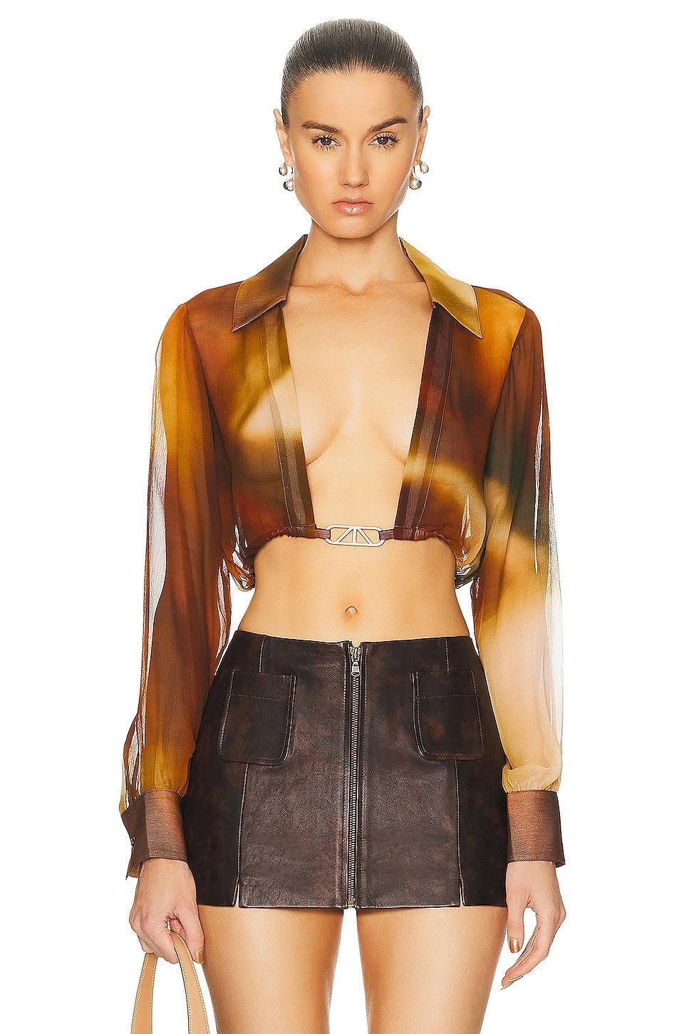 RTA Cropped Shirt Brown. (also in ). Product Image