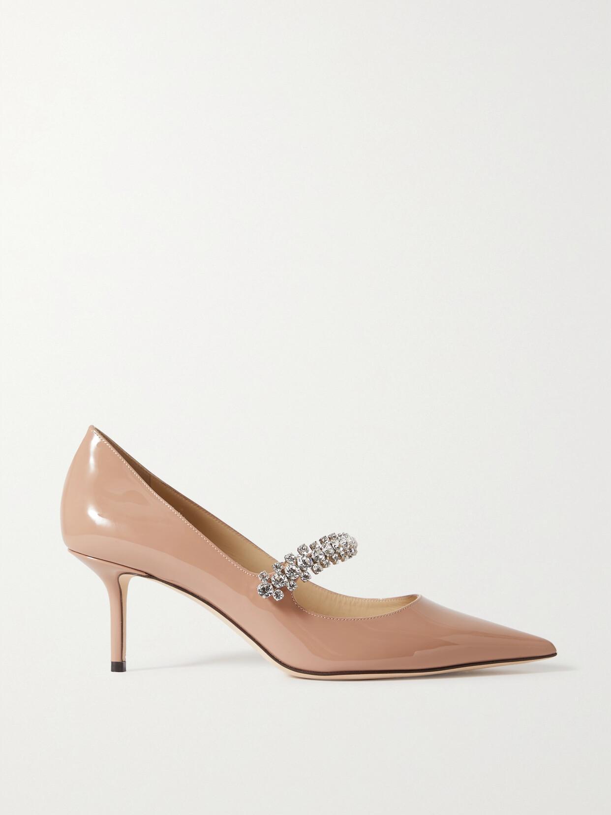 JIMMY CHOO Bing 65 Crystal-embellished Patent-leather Pumps In Pink Product Image