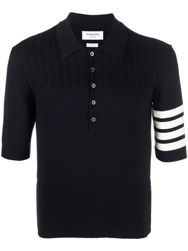 THOM BROWNE 4-bar Jersey Polo Shirt In Blue Product Image