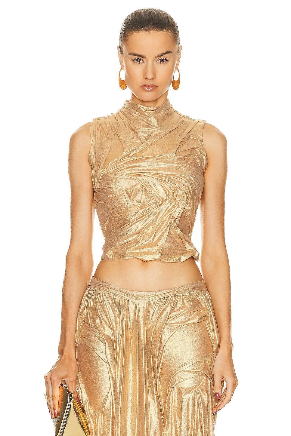 Di Petsa Wetlook High Neck Top in Metallic Product Image