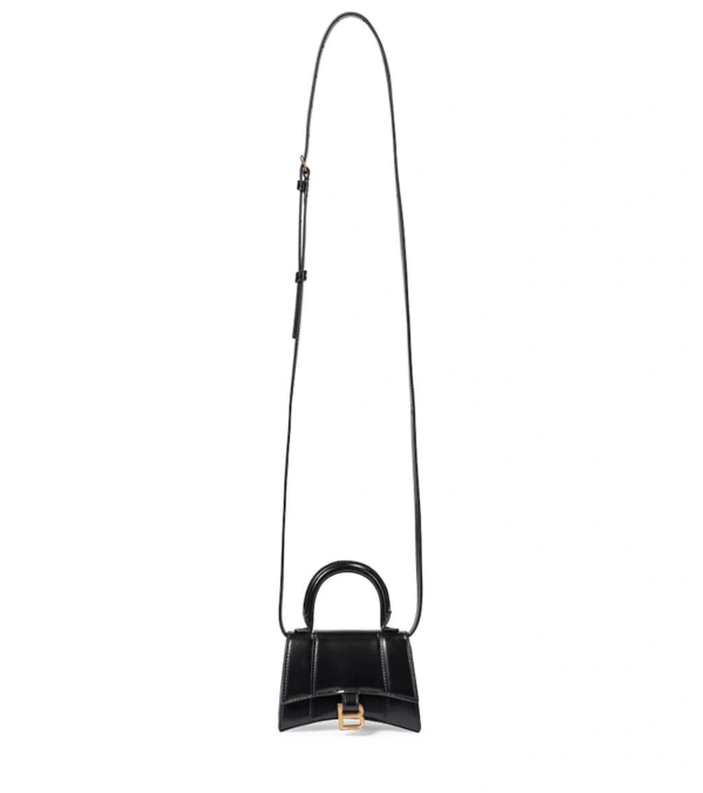 Hourglass Mini Leather Crossbody Bag In Black Product Image