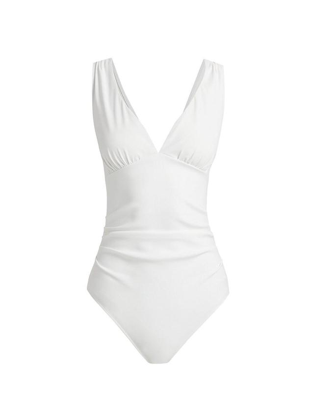 Womens Nadez Ruched V-Neck One-Piece Swimsuit Product Image