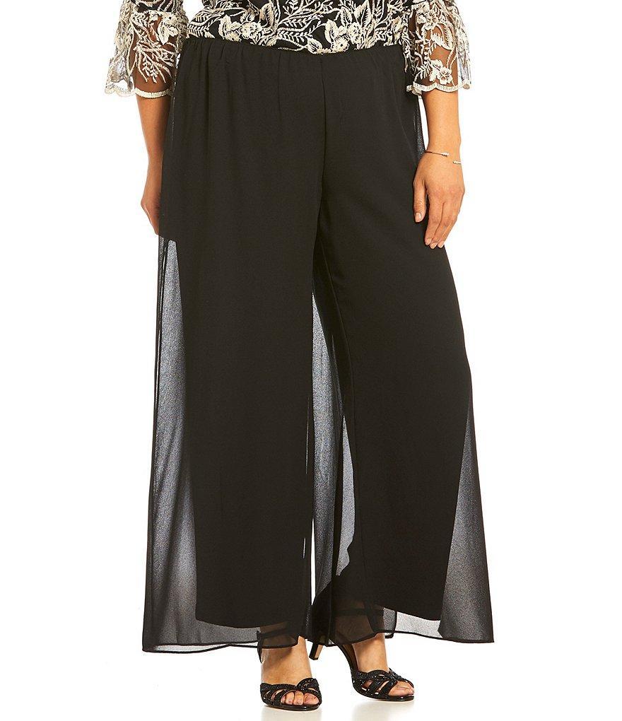 Alex Evenings Plus Size Georgette Wide Leg Pants Product Image