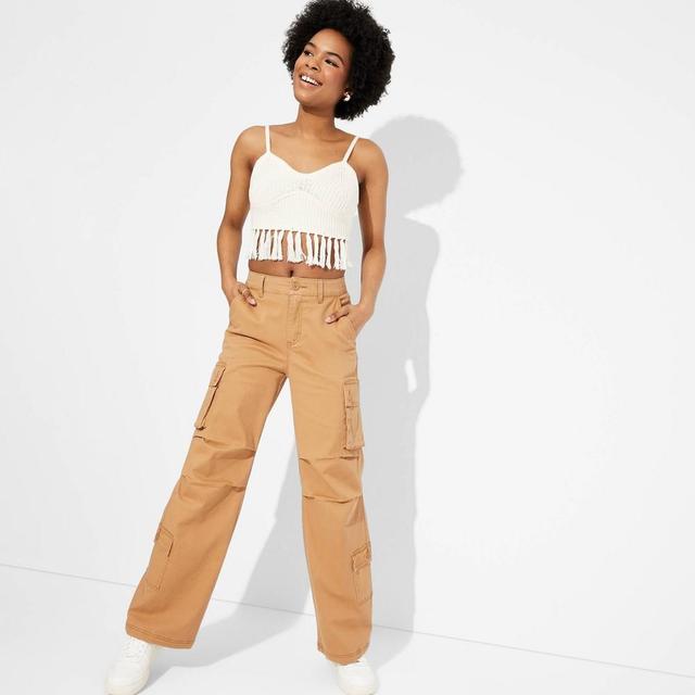 Womens High-Rise Cargo Utility Pants - Wild Fable Light Brown XL Product Image