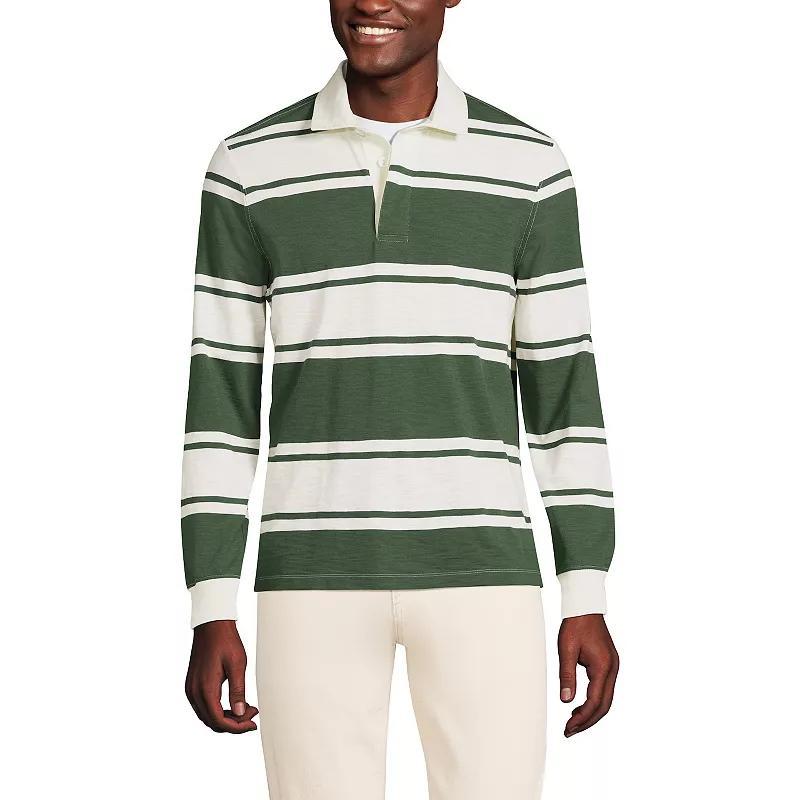 Mens Lands End Long Sleeve Textured Rugby Polo Shirt Product Image