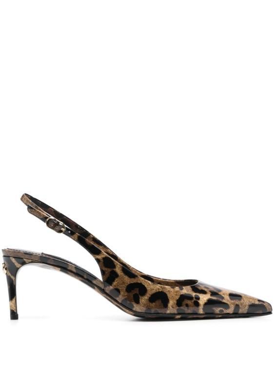 Leopard Print Leather Slingback Pumps In Brown Product Image