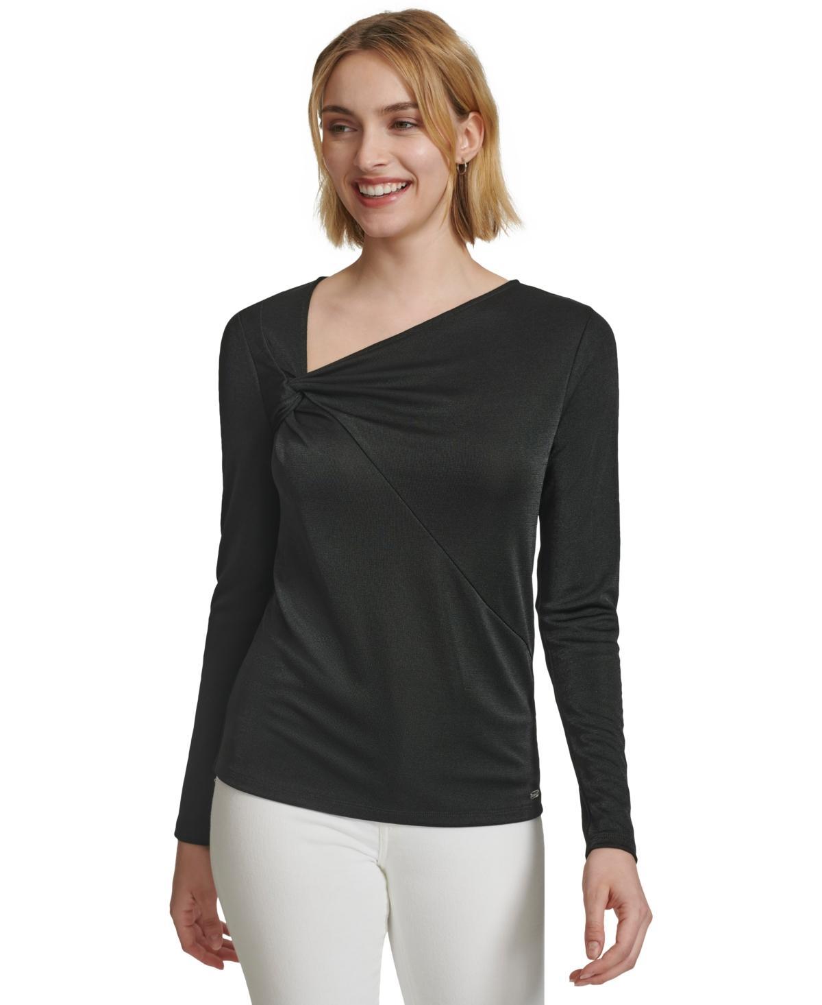 Women's Asymmetrical-Neck Long-Sleeve Top Product Image