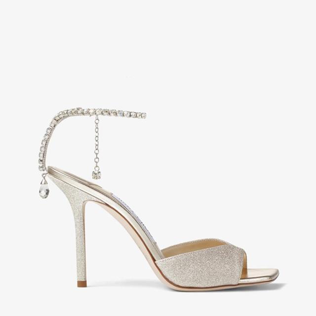 JIMMY CHOO 100mm Saeda Sandals In Platinum Product Image