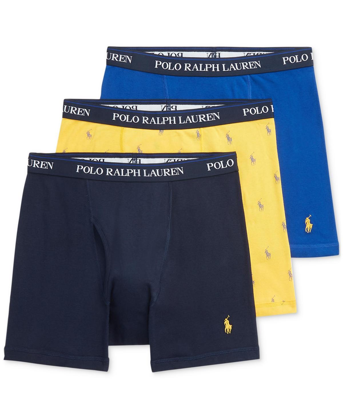 Polo Ralph Lauren Mens 3-Pk. Classic Cotton Boxer Briefs - Blue, Navy Print Product Image