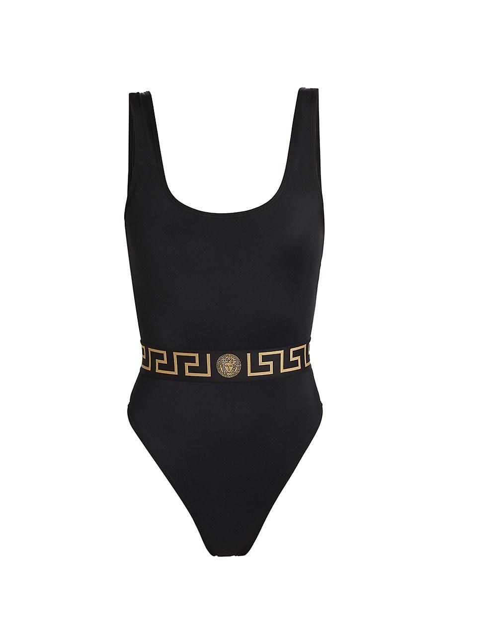 Womens Greek Key Medusa One-Piece Swimsuit Product Image