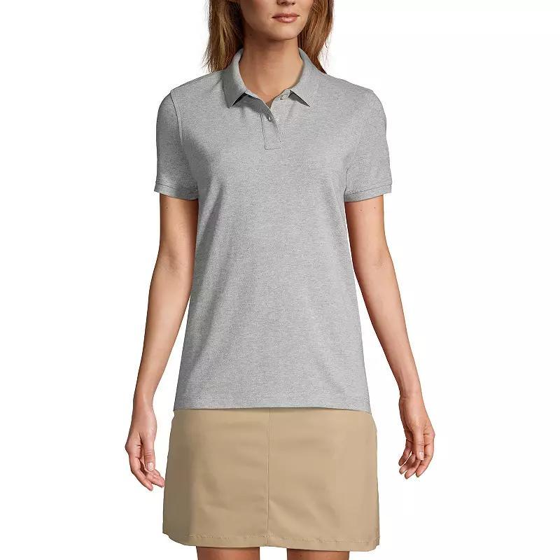 Womens Lands End School Uniform Short Sleeve Mesh Polo Shirt Blue Product Image