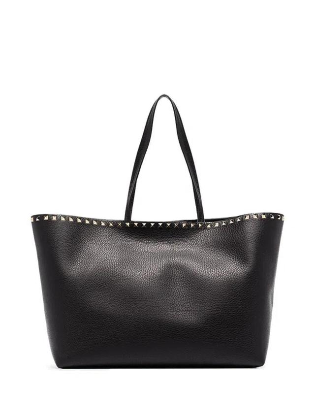 Black Rockstud Large Leather Tote Bag Product Image