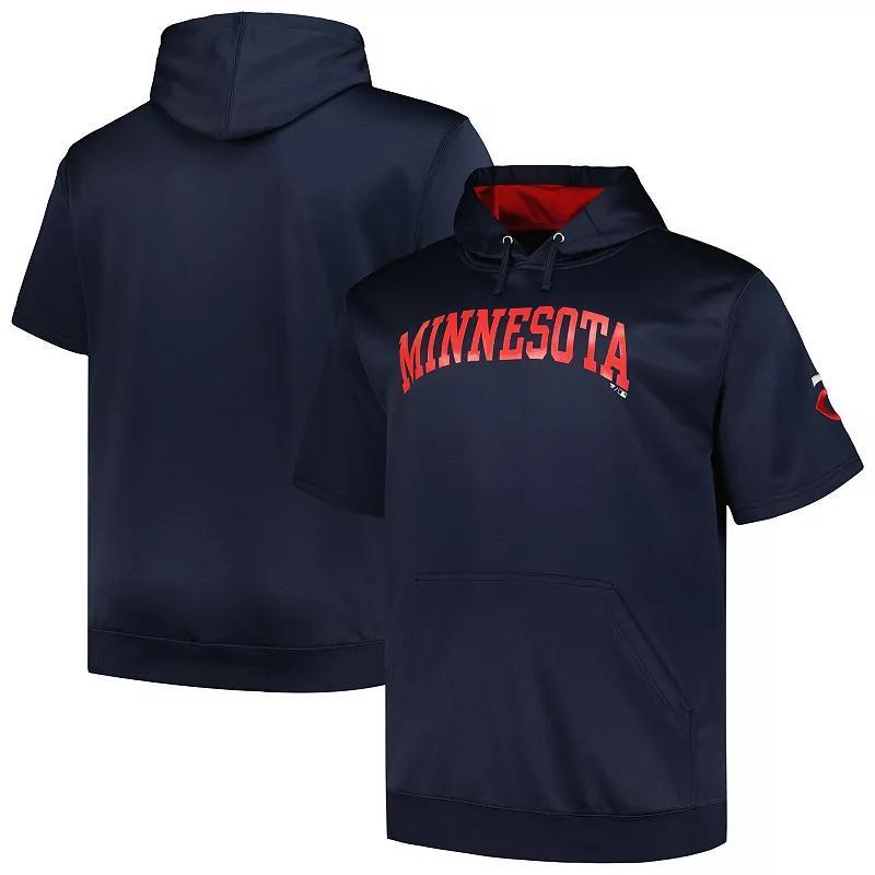 Mens Profile Minnesota Twins Big & Tall Contrast Short Sleeve Pullover Hoodie Blue Product Image