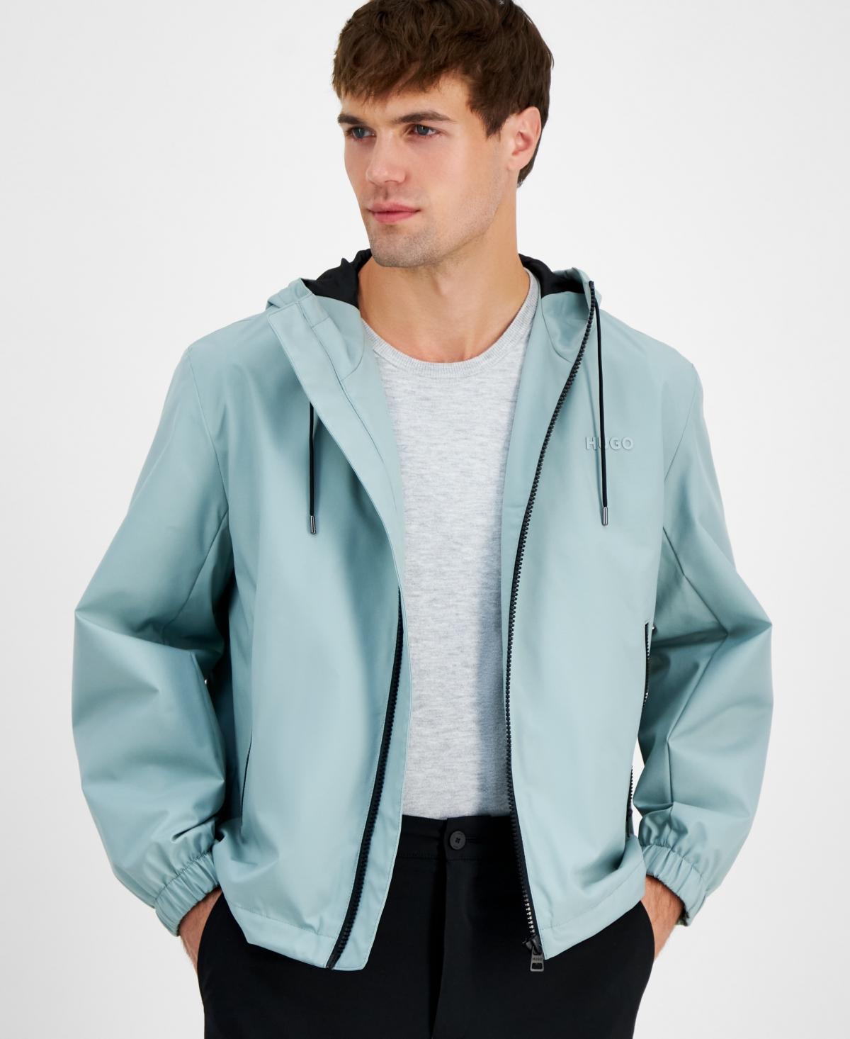 HUGO BOSS Hugo By  Men's Slim-fit Lightweight Hooded Water-repellent Windbreaker Jacket In Light Blue product image