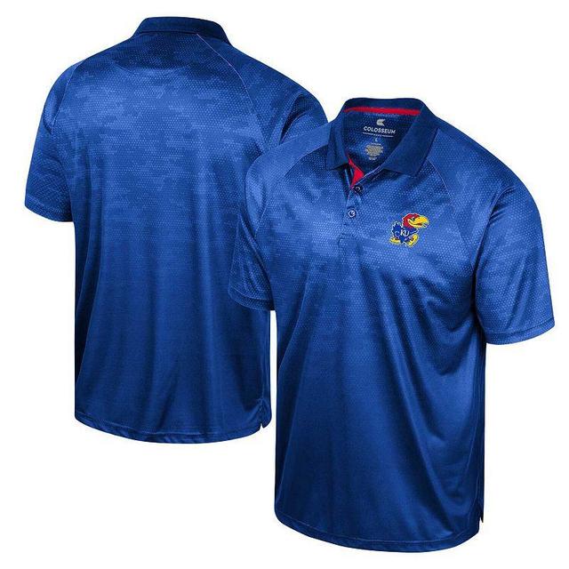 Mens Colosseum Royal Kansas Jayhawks Honeycomb Raglan Polo Product Image