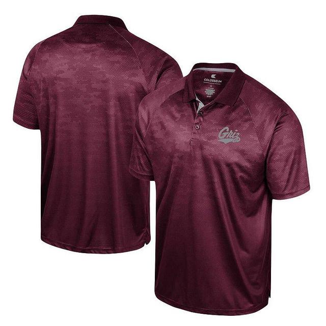 Mens Colosseum Maroon Montana Grizzlies Honeycomb Raglan Polo Product Image