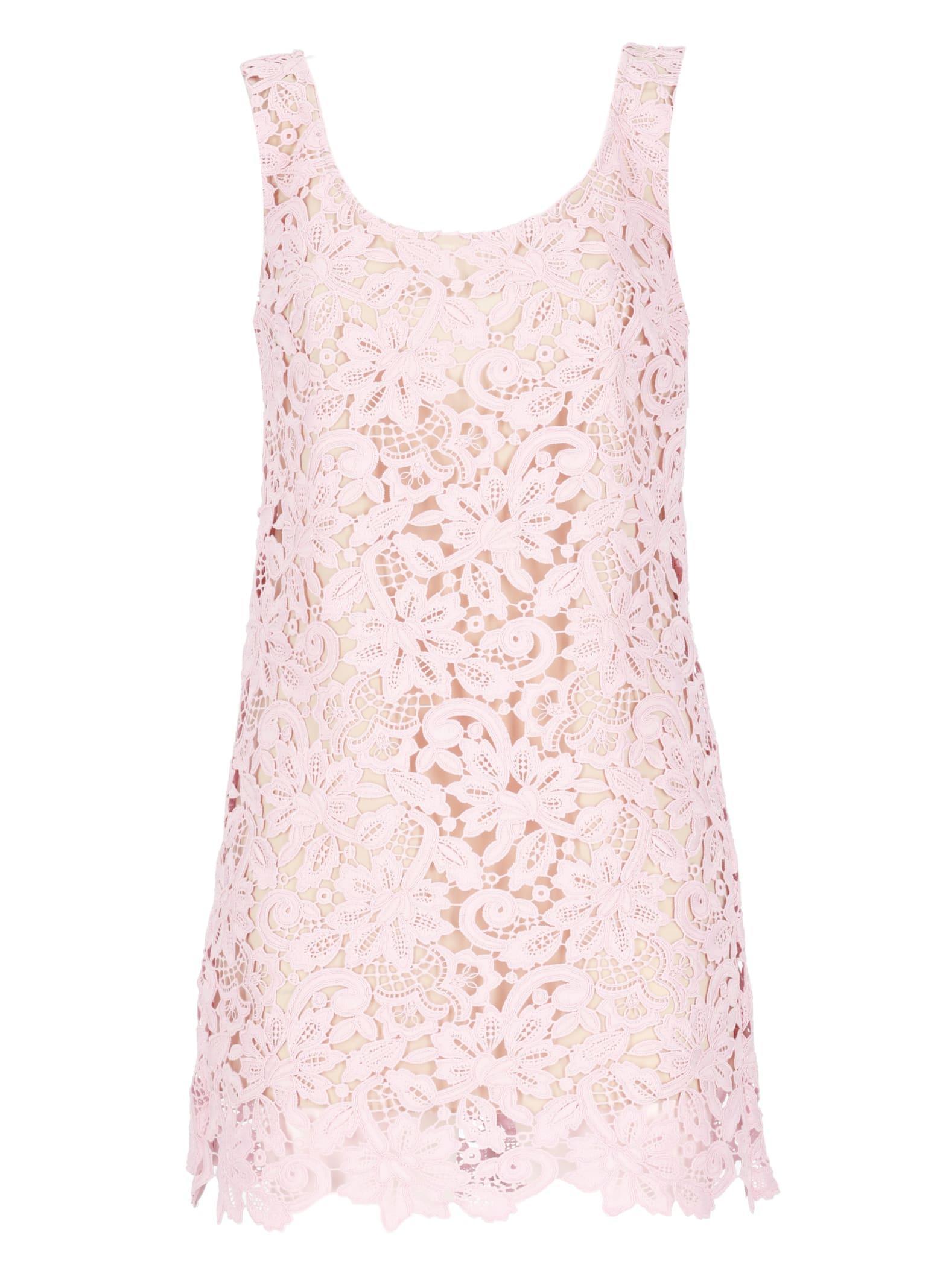 Floral Lace Mini Dress In Pink Product Image