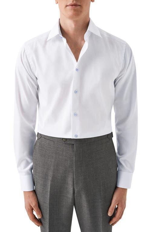 Eton Signature Slim Fit Solid White Organic Cotton Twill Dress Shirt Product Image