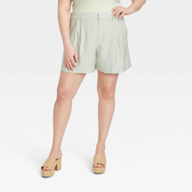 Womens High-Rise Pleated Front Shorts - A New Day 22 Product Image