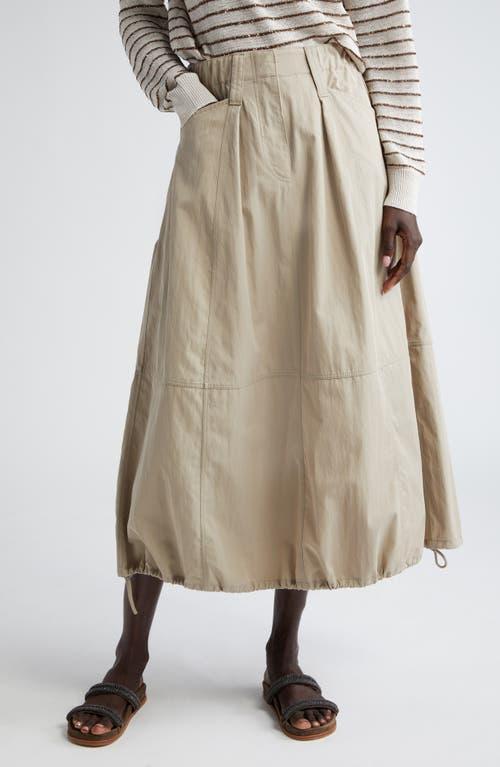 Cargo Cotton Midi Skirt with Drawstring Hem Product Image