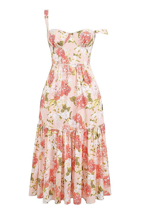 Elia Pink Peony Print Cotton Midi Sundress Product Image