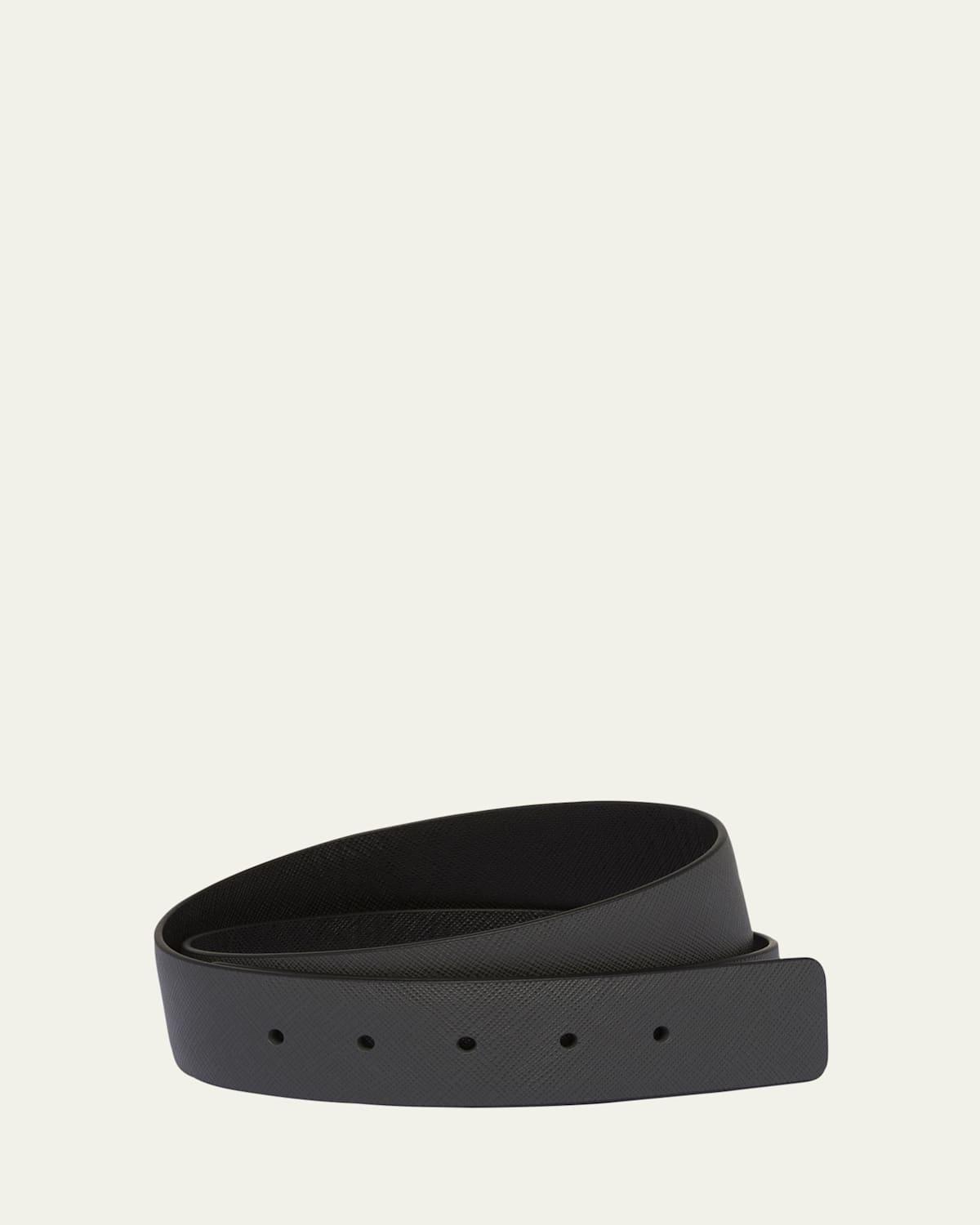 Mens Saffiano Leather Belt Strap Product Image